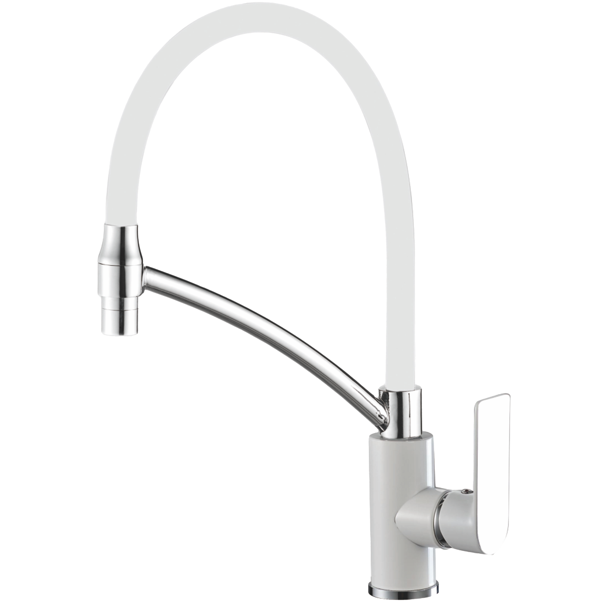 Смеситель для кухни, гибкий излив, латунь, белый/хром HB 72505-8