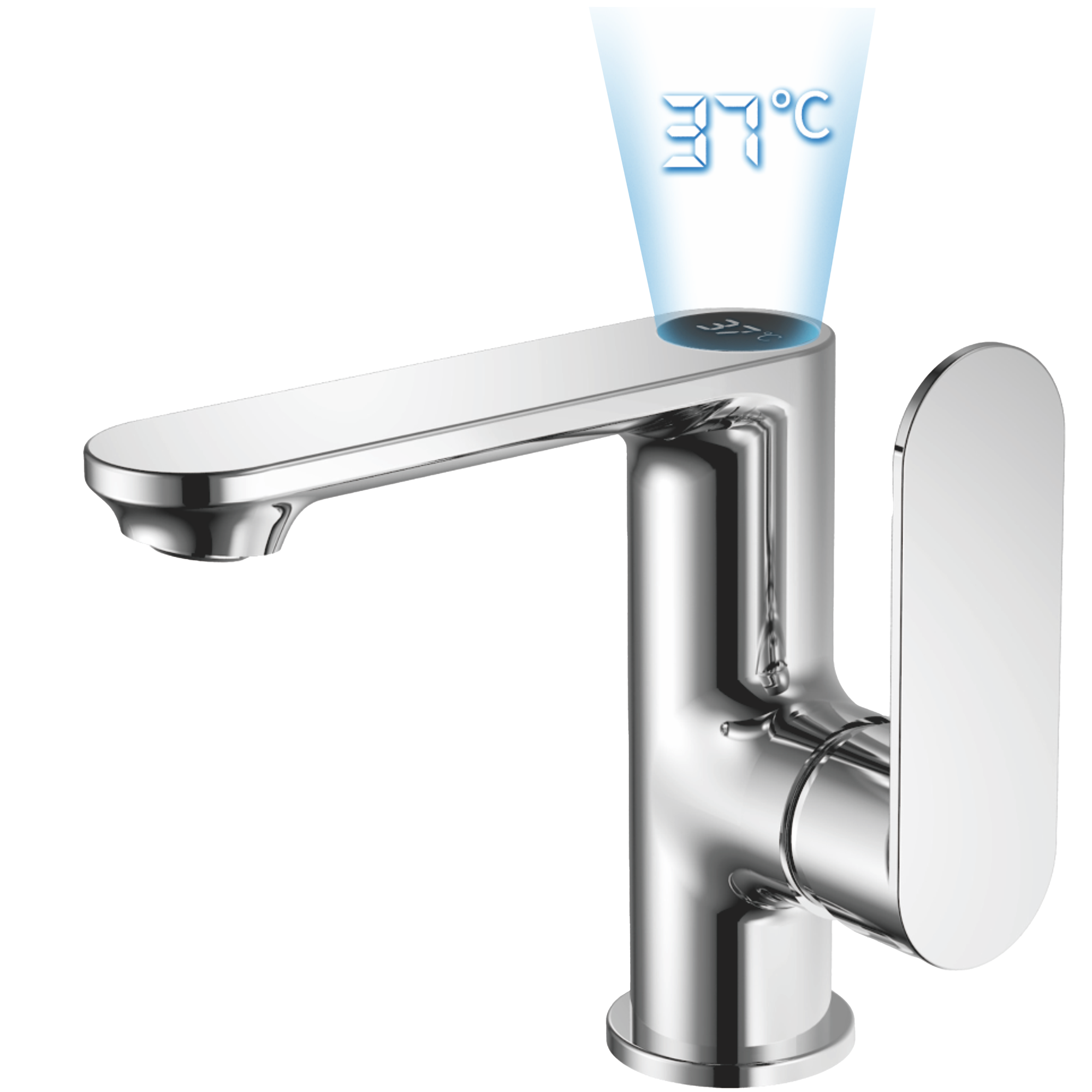Смеситель для раковины с термо дисплеем , латунь, хром HB 12590