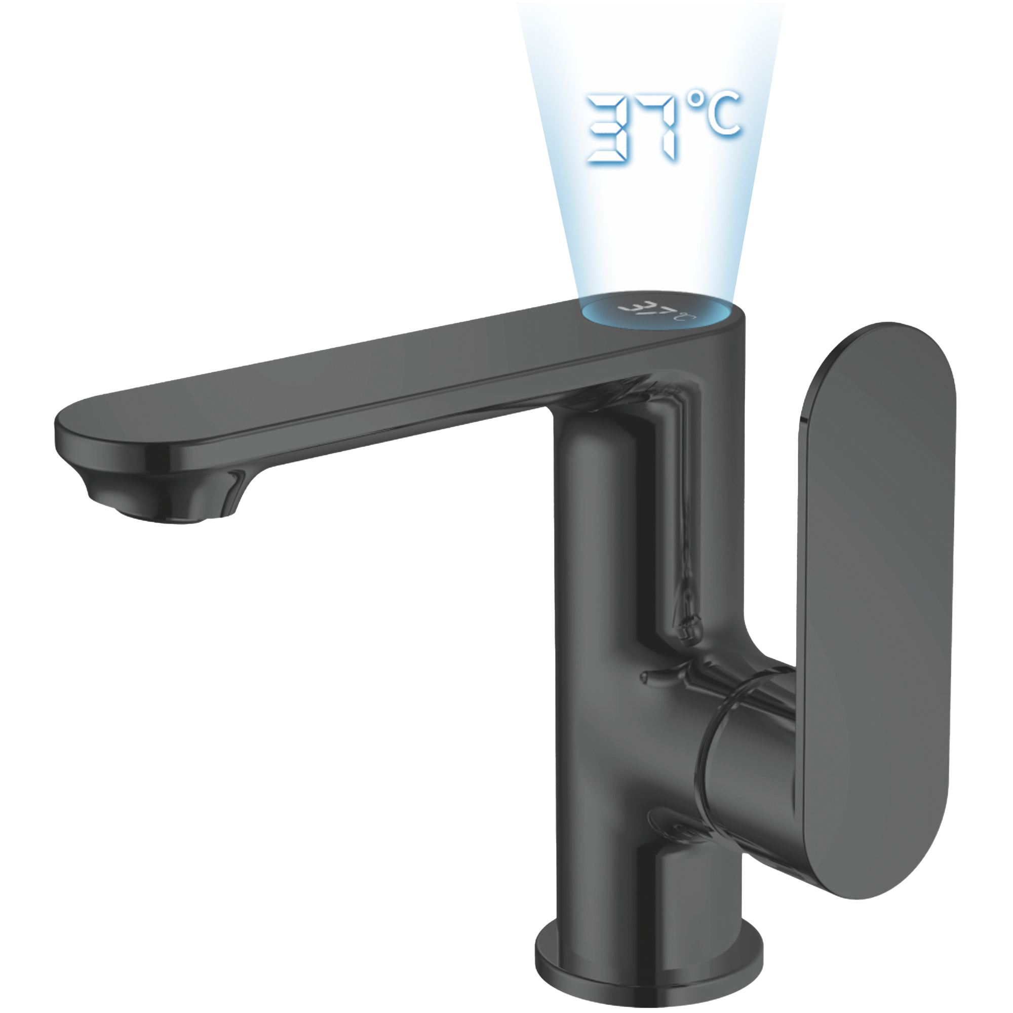 Смеситель для раковины с термо дисплеем , латунь, черный HB 12590-7