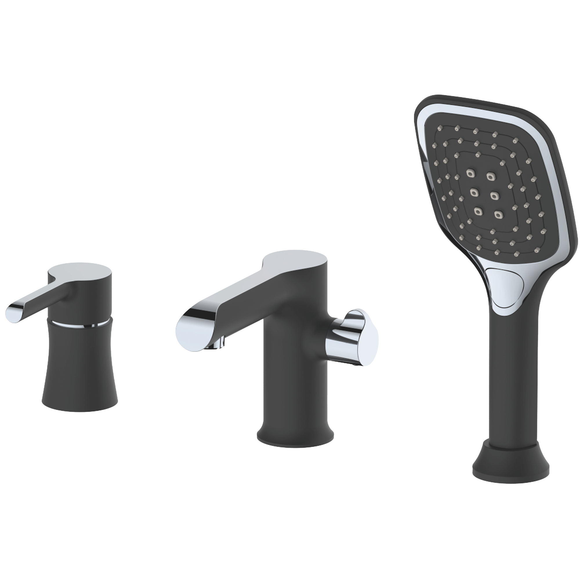 Смеситель для ванны на борт, 3 отверстия, латунь черный/хром HB 80805-7