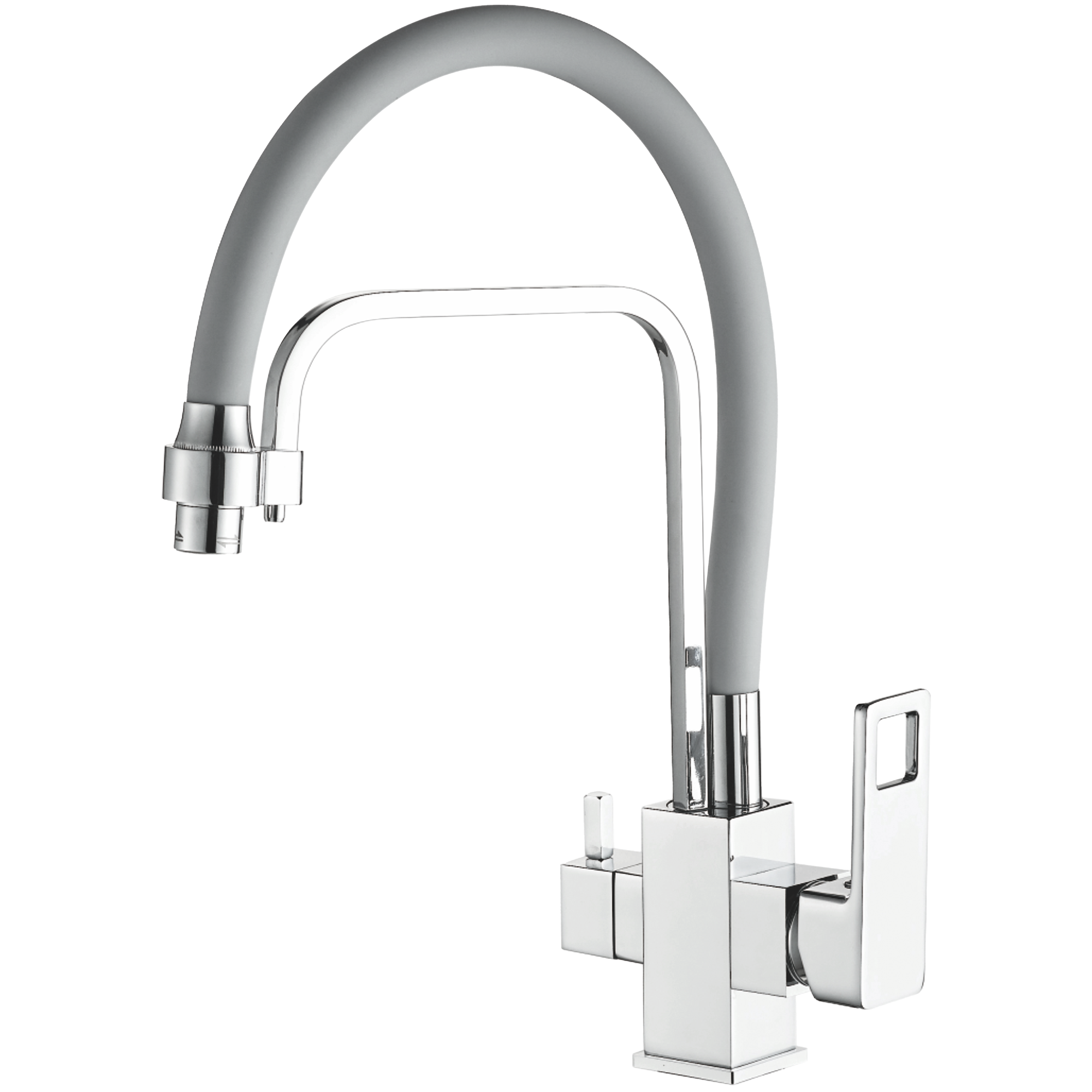 Смеситель для кухни с подключением фильтра, гибкий излив, латунь, хром HB 76615