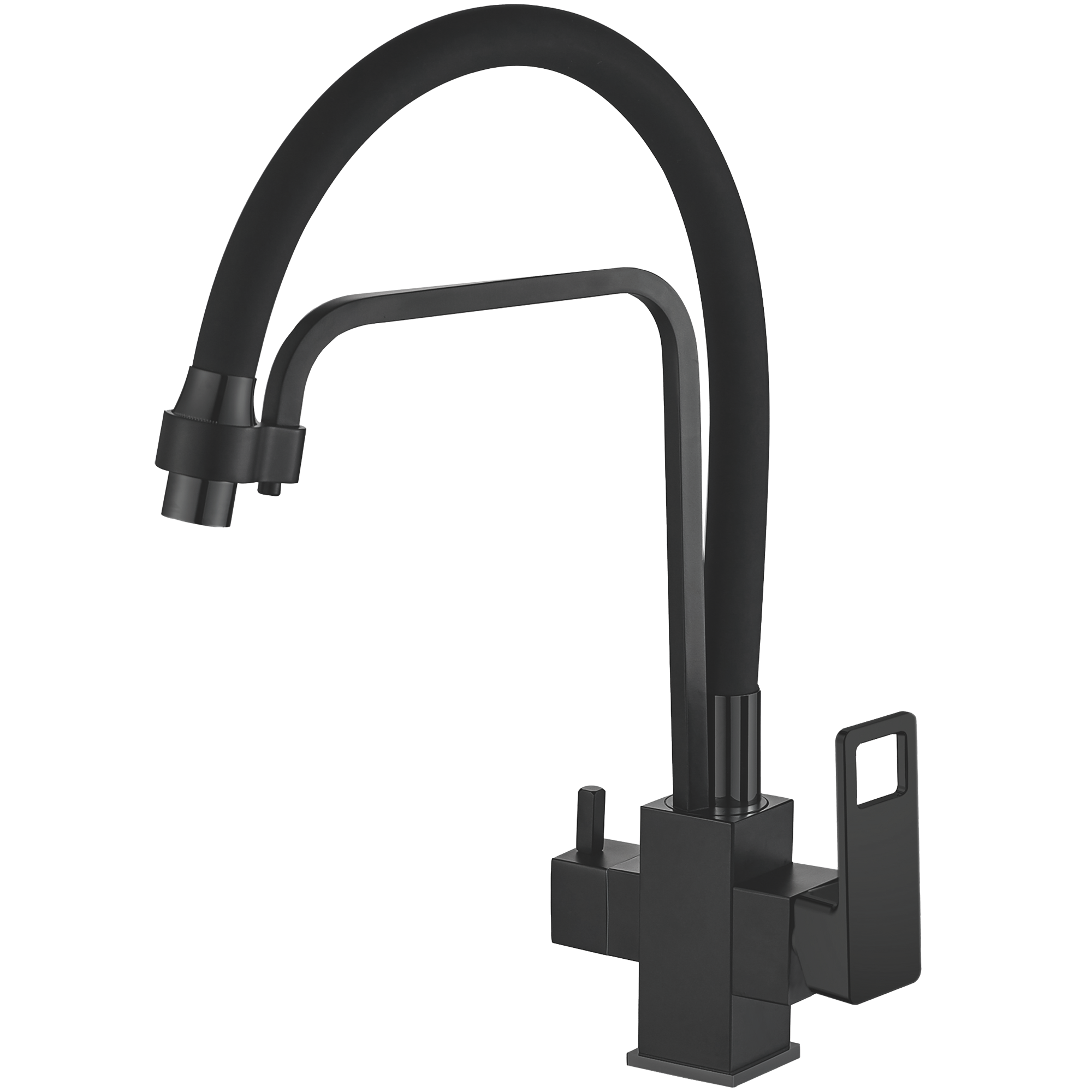 Смеситель для кухни с подключением фильтра, гибкий излив, латунь, черный HB 76615-7