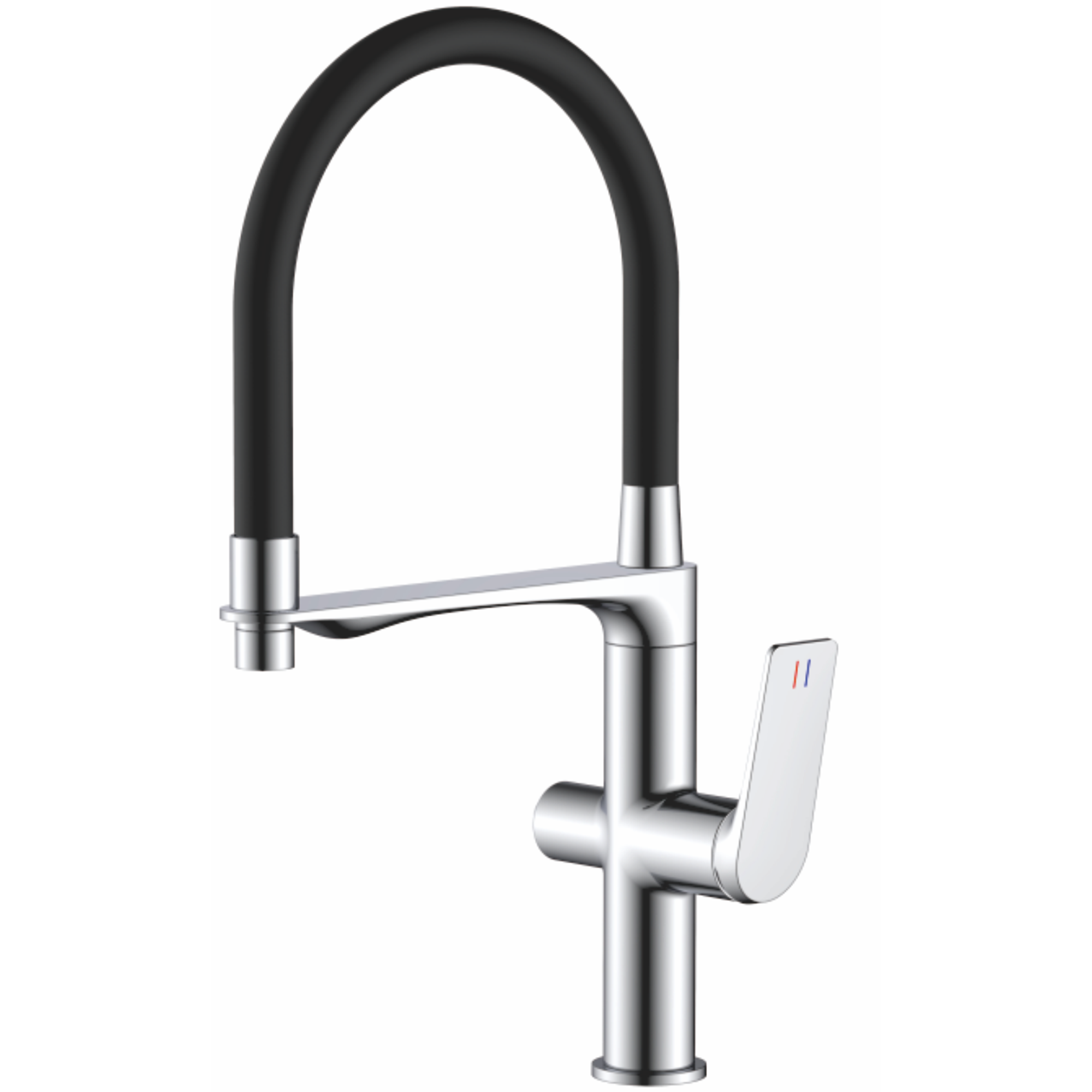 Смеситель для кухни с подключением фильтра, гибкий излив, латунь, черный/хром HB 76816