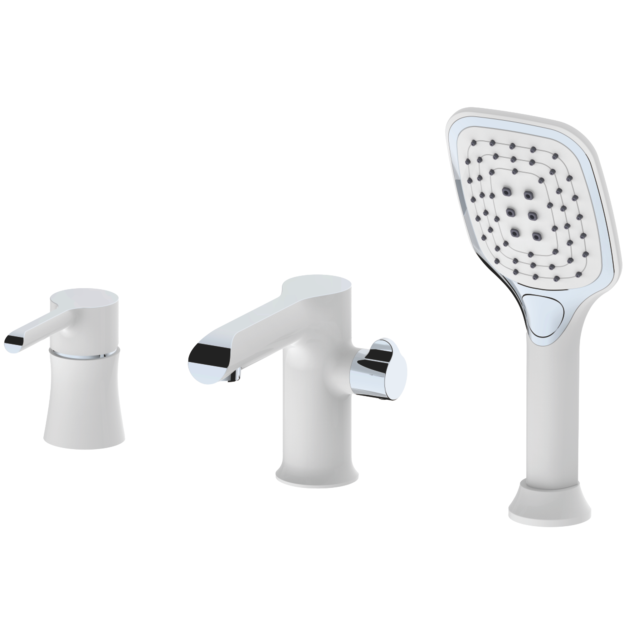 Смеситель для ванны на борт, 3 отверстия, латунь белый/хром HB 80805-8