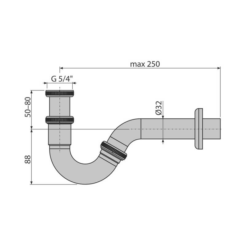 A45G AlcaPlast Cифон для биде DN32 металл (273871)