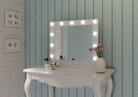 Гримерное настольное белое 11 ламп, 800x700